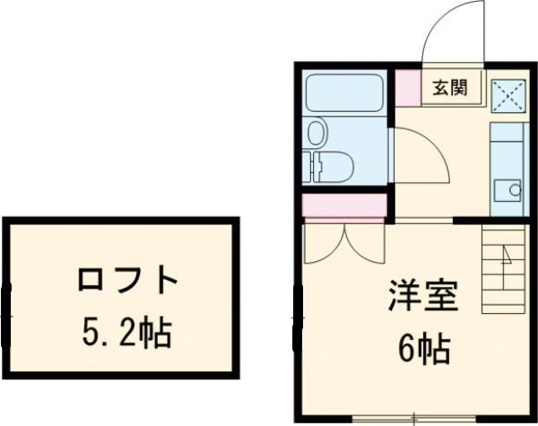 ハイツ川村(1K/2階)の間取り写真
