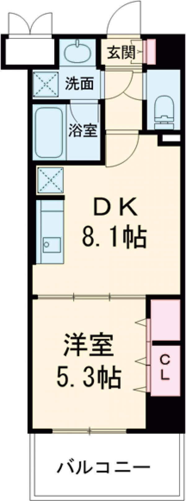 クレール八王子(1DK/4階)の間取り写真