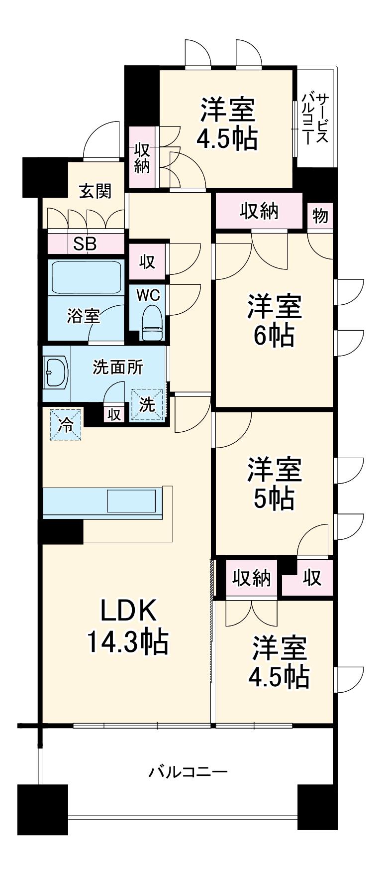 ソライエ東川口プレミアムレジデンス(4LDK/1階)の間取り写真