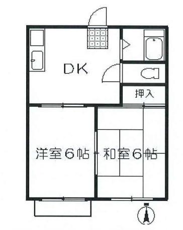 荒幡ハイツA(2DK/2階)の間取り写真