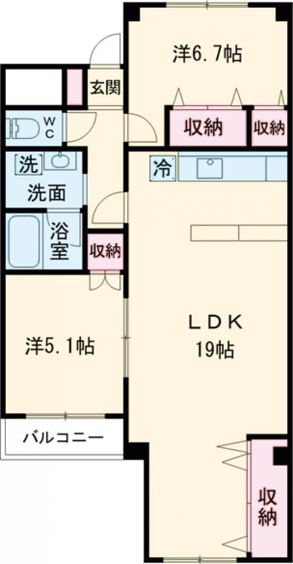 メゾンノースリバー(2LDK/4階)の間取り写真