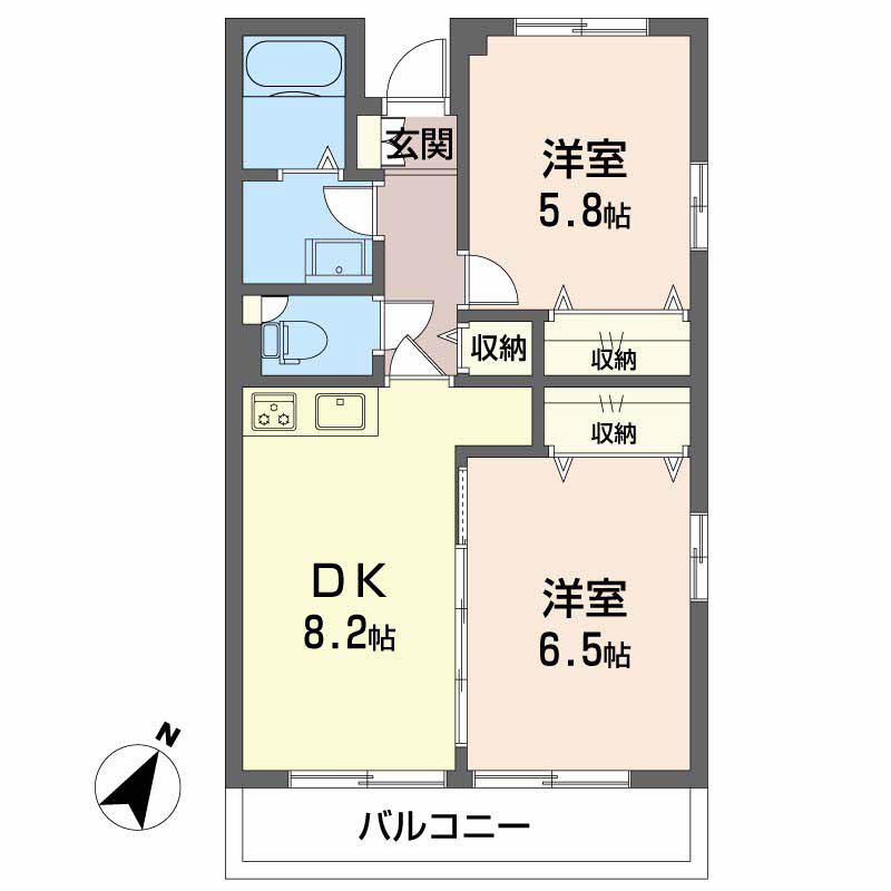 サンロード伊豆(2DK/4階)の間取り写真