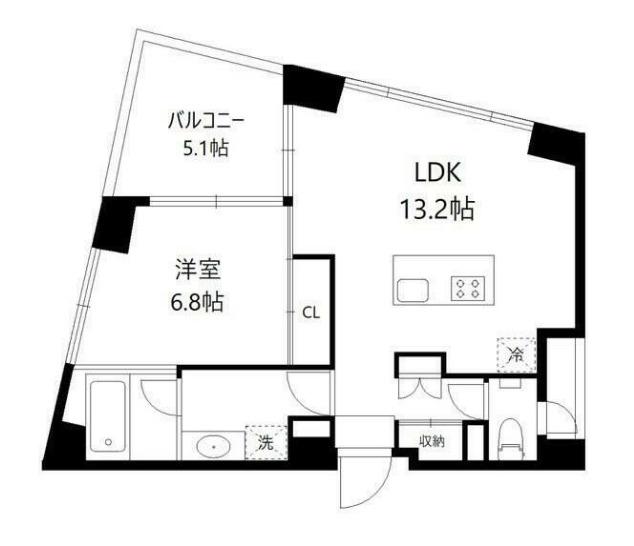 F-TERRACE(1LDK/4階)の間取り写真