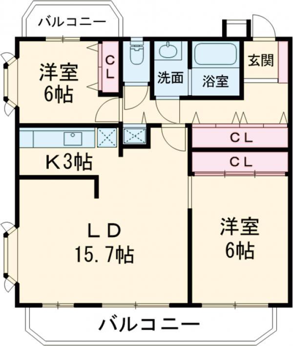 イイダアネックス2(2LDK/1階)の間取り写真