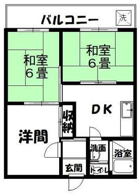 山崎ハイツ(3DK/1階)の間取り写真