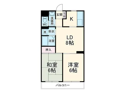 薬円台ガーデンタウン(2DK/3階)の間取り写真