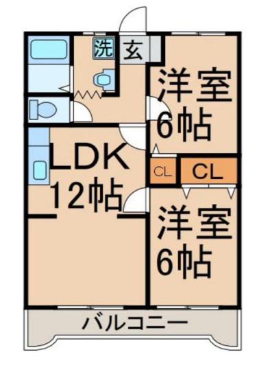 CASA MIRAⅠ(2LDK/3階)の間取り写真