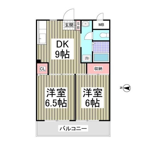 ベルメール西新井Ⅰ(2DK/2階)の間取り写真
