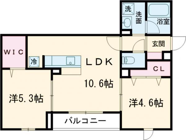 セレスティア江北Ⅱ(2LDK/1階)の間取り写真