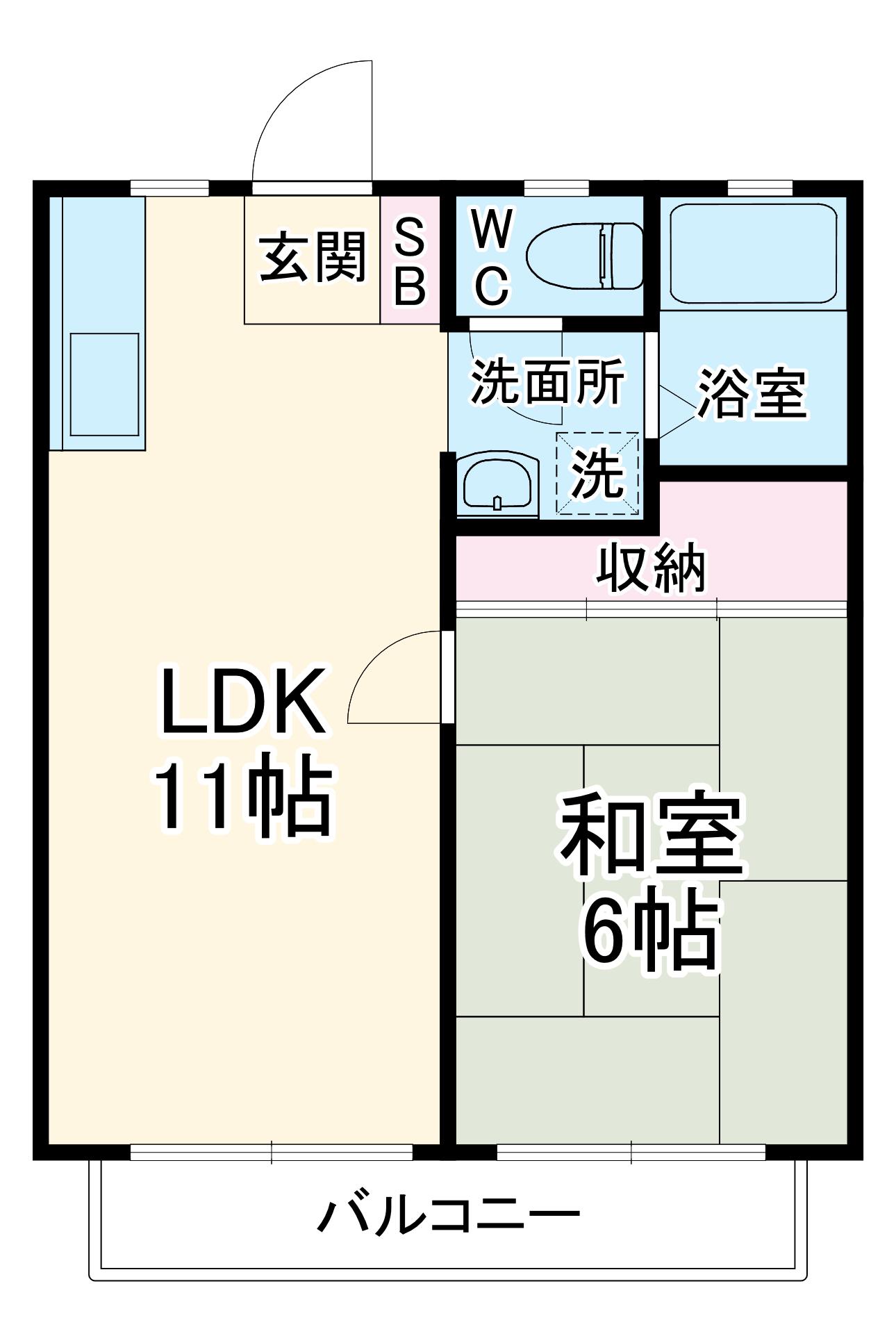 ホワイトハイツ5(1LDK/2階)の間取り写真