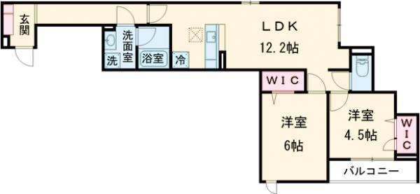 セレスティア江北Ⅱ(2LDK/1階)の間取り写真