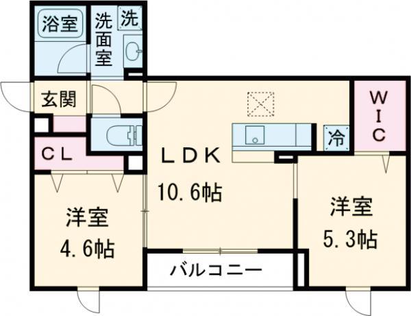 セレスティア江北Ⅱ(2LDK/1階)の間取り写真