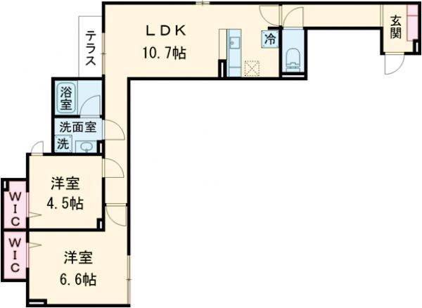 セレスティア江北Ⅱ(2LDK/2階)の間取り写真