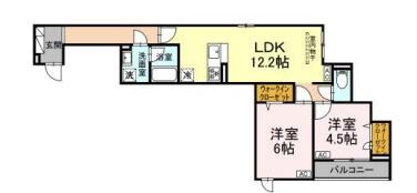セレスティア江北Ⅱ(2LDK/2階)の間取り写真