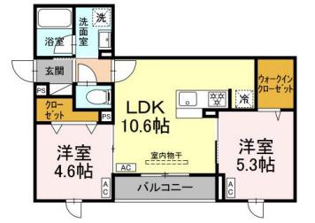 セレスティア江北Ⅱ(2LDK/3階)の間取り写真