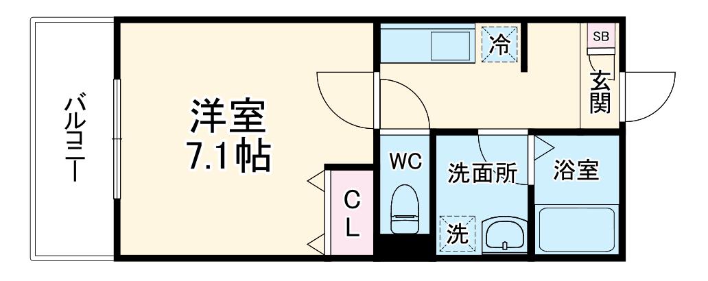 ジーメゾン大宮宮原町(1K/2階)の間取り写真