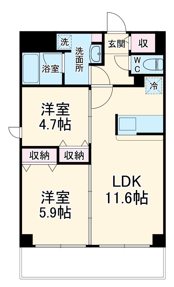 レジデンシア都島レイラ(2LDK/8階)の間取り写真