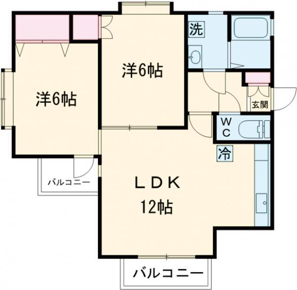 ハイムヴィオラ(2LDK/1階)の間取り写真