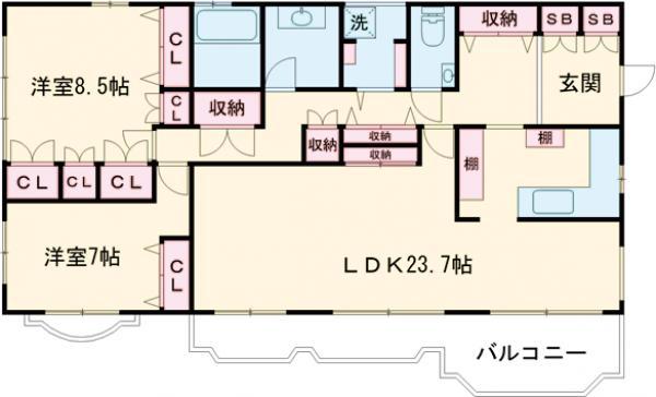 東急東横線 田園調布駅 徒歩7分 2階建 築38年(2LDK)の間取り写真