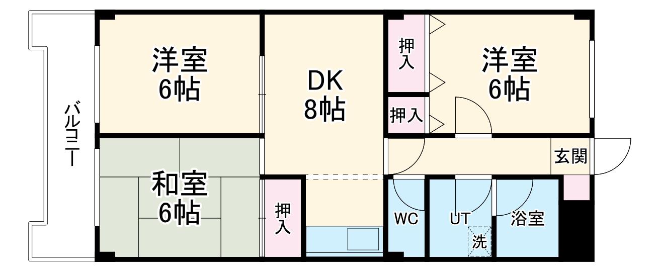東長根壱番館(3DK/4階)の間取り写真