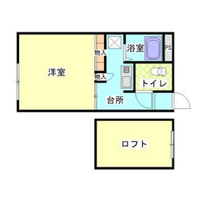 クレイン2(1K/1階)の間取り写真
