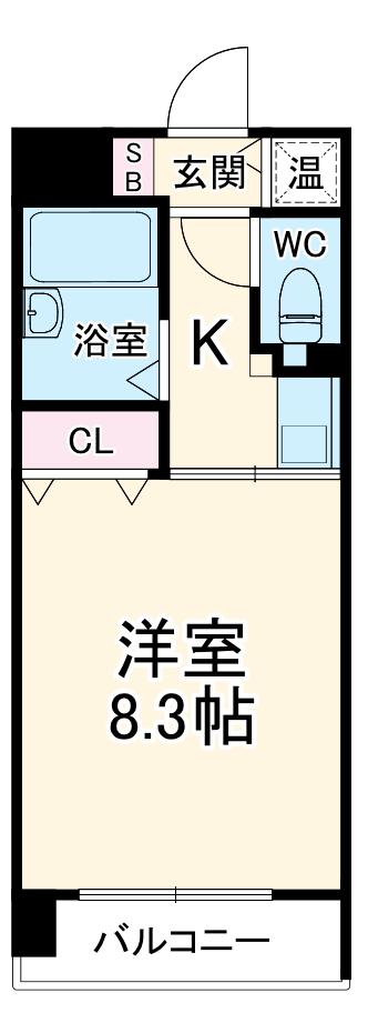 ブライティ助信(1K/5階)の間取り写真
