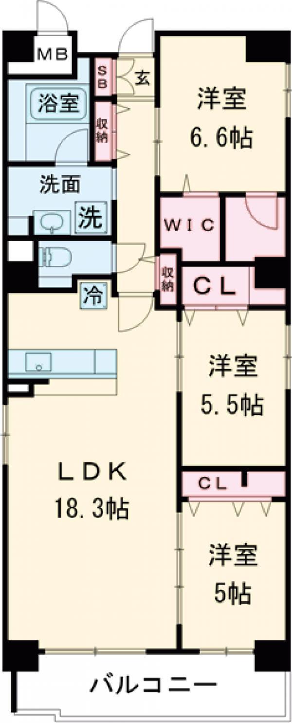 アライズ西院(3LDK/3階)の間取り写真