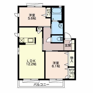 ルミエール高師 C棟(2LDK/1階)の間取り写真