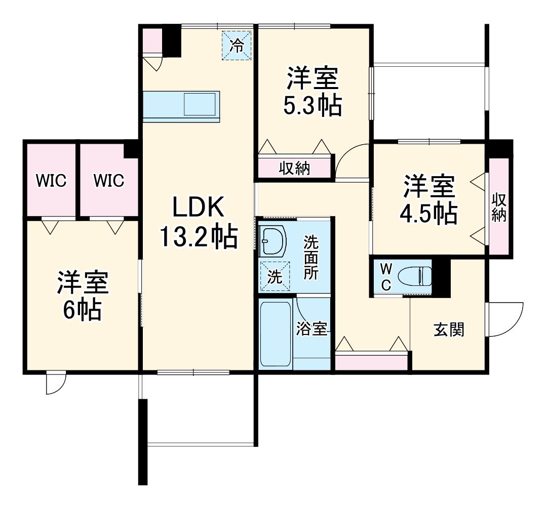 パークアヴェニュー湘南辻堂 南棟(3LDK/2階)の間取り写真
