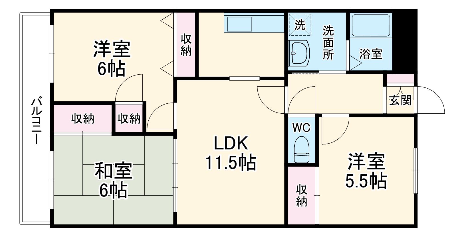 ワイエスビル(3LDK/3階)の間取り写真