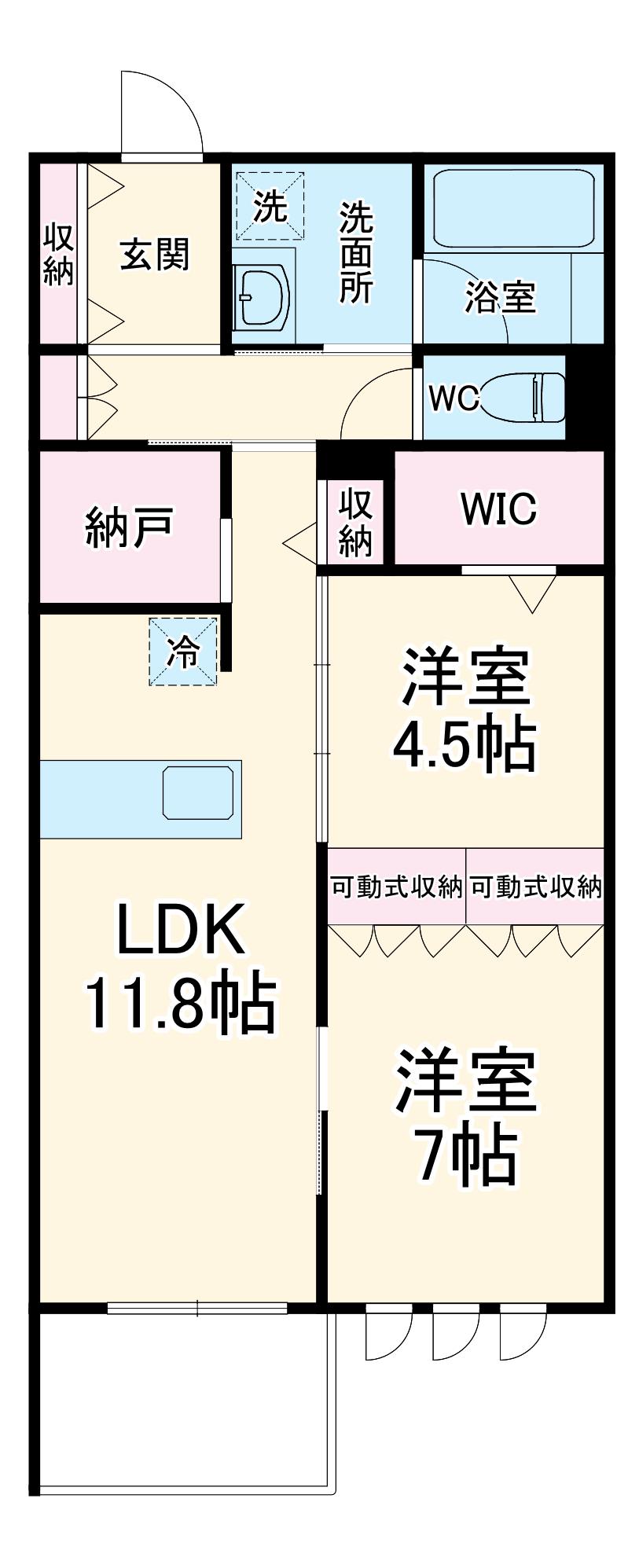パークアヴェニュー湘南辻堂 南棟(2SLDK/1階)の間取り写真