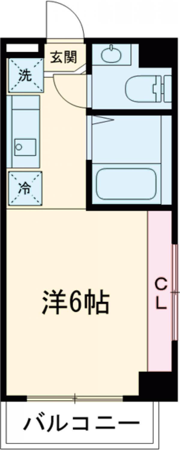 ビオスヴィラ都立大学(ワンルーム/6階)の間取り写真