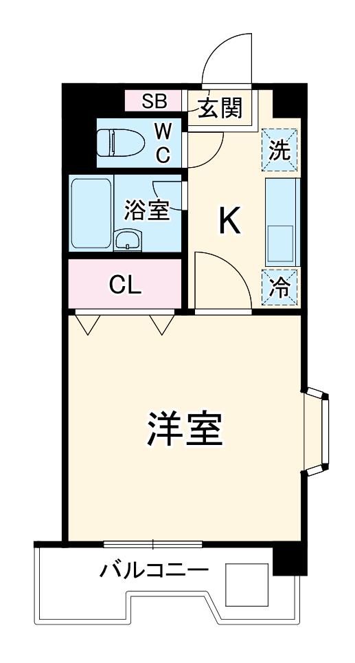 トップ矢部(1K/8階)の間取り写真