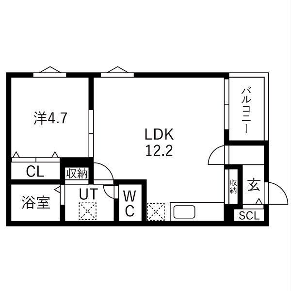 COURAGE宝生町(1LDK/2階)の間取り写真