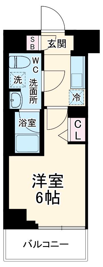 GENOVIA川崎ⅡSKYGARDEN(1K/3階)の間取り写真