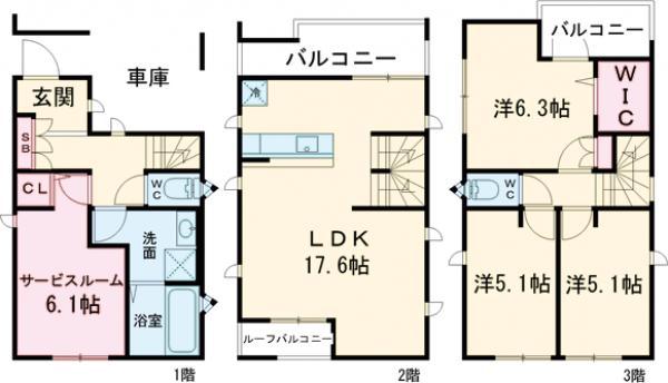 東武鉄道東上線 北池袋駅 徒歩7分 2階建 築1年(3SLDK)の間取り写真