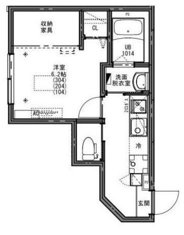 KEIAI RESIDENCE 新秋津Ⅱ(1K/1階)の間取り写真