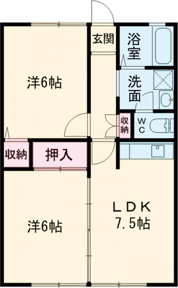 サンモクレイ(2LDK/1階)の間取り写真