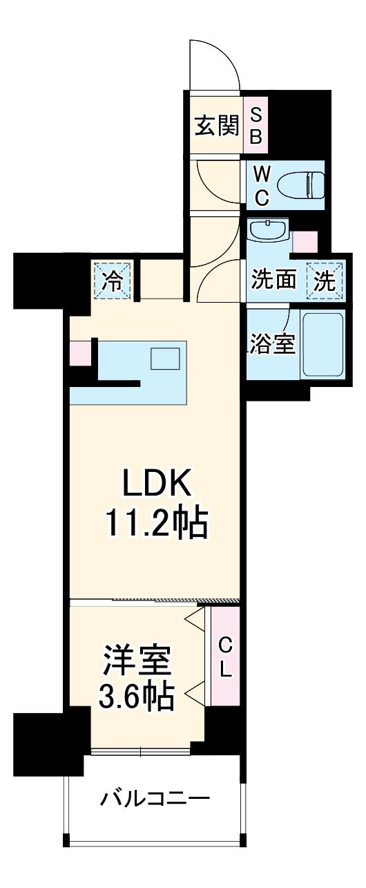 アーバネックス谷町四丁目(1LDK/5階)の間取り写真