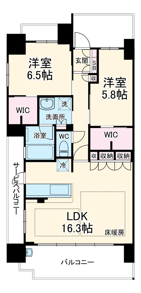 グランアッシュ大正ステーションフロント(2LDK/10階)の間取り写真