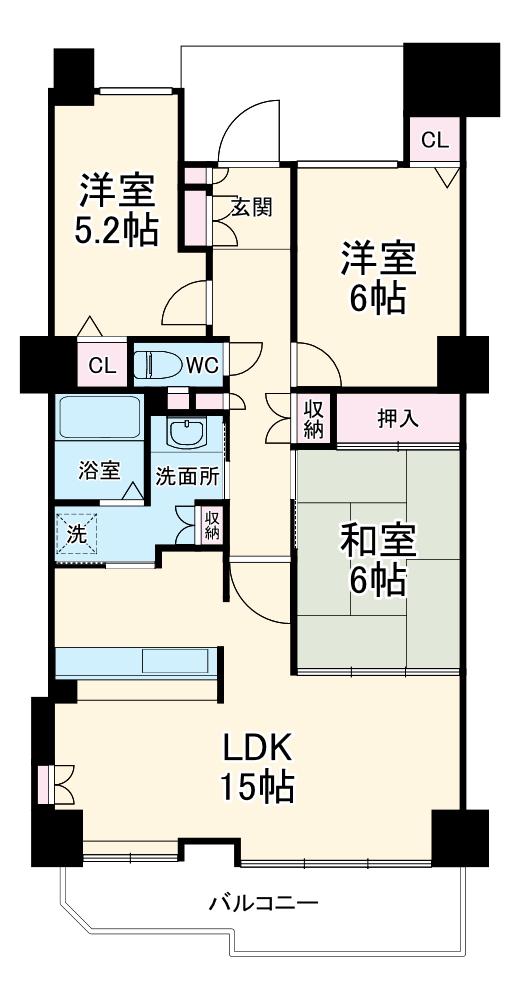 希望ヶ丘グランドハイツ(3LDK/4階)の間取り写真