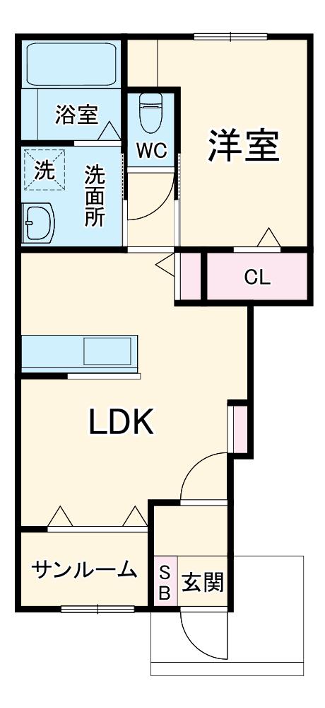AFC RESIDENCE 中泉(1LDK/1階)の間取り写真