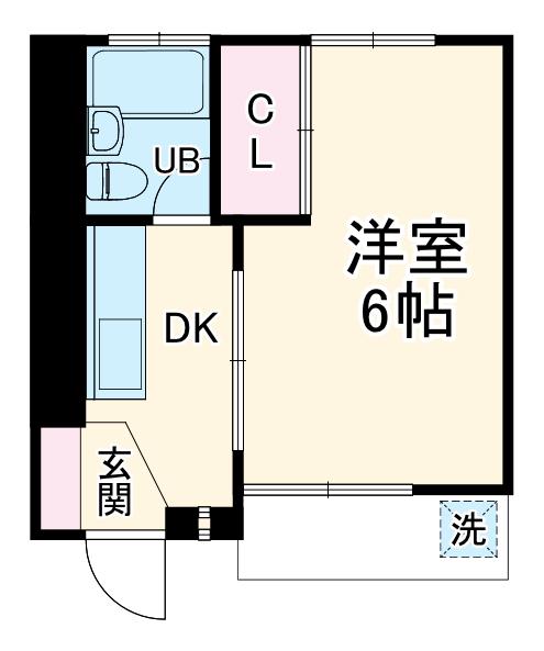 コーポヤングシティ(1DK/2階)の間取り写真