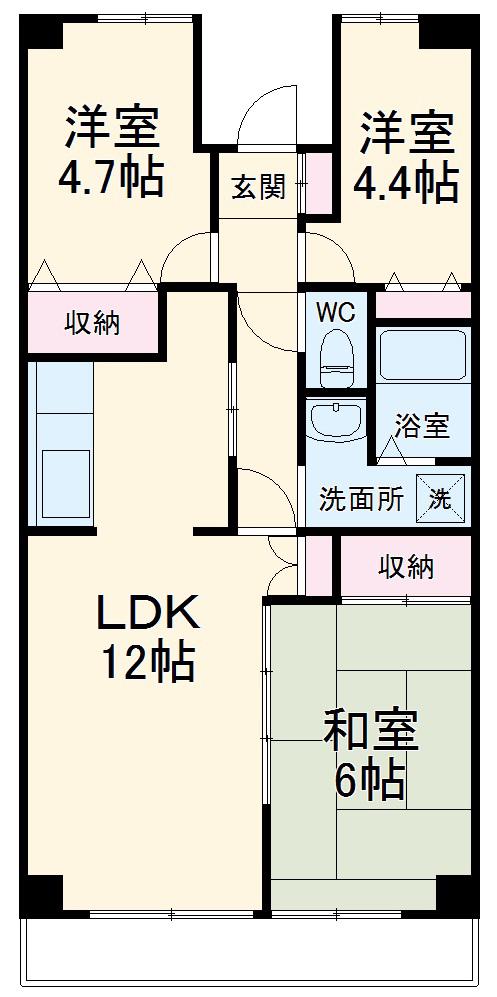 プロスペール谷塚 二番館(3LDK/2階)の間取り写真