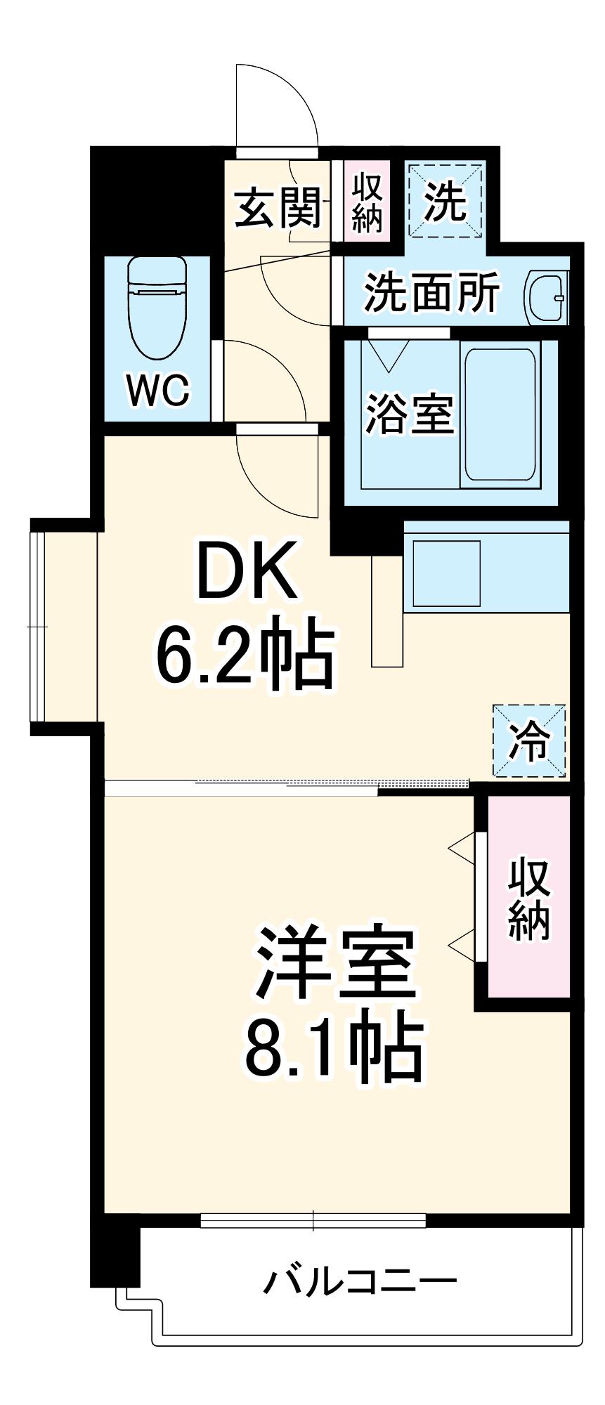プリムスカイズ(1DK/2階)の間取り写真