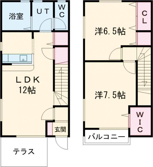 インフィニート(2LDK/1階)の間取り写真