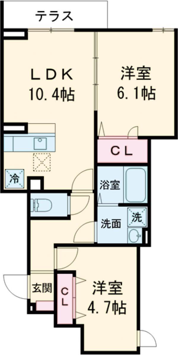 セレスティア柴又Ⅶ(2LDK/1階)の間取り写真