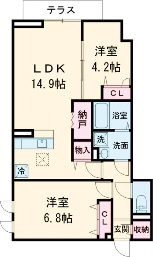 セレスティア柴又Ⅶ(2LDK/1階)の間取り写真