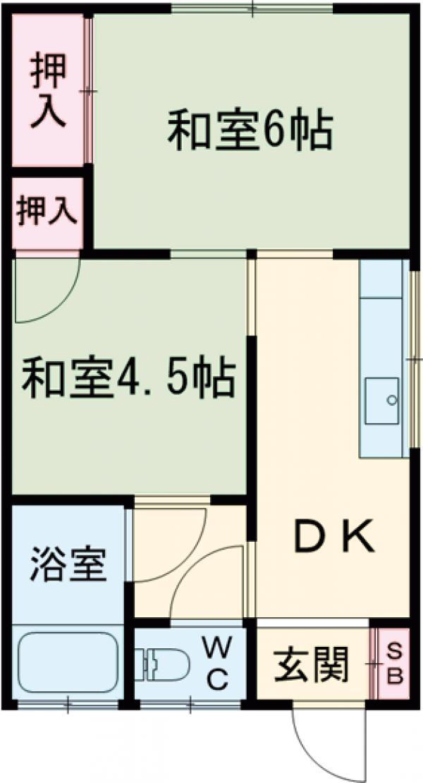 石川荘(2K/1階)の間取り写真