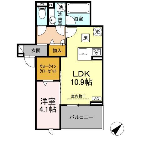 D-AVANCE 柱六番町Ⅲ(1LDK/1階)の間取り写真